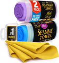 Premium 2pk Mini +1 Free Shammy Cloth for Car Drying - 17”x13” - Super Absorbent Chamois Towel for Car - Scratch-Free, Reusable & Soft Cleaning Towel