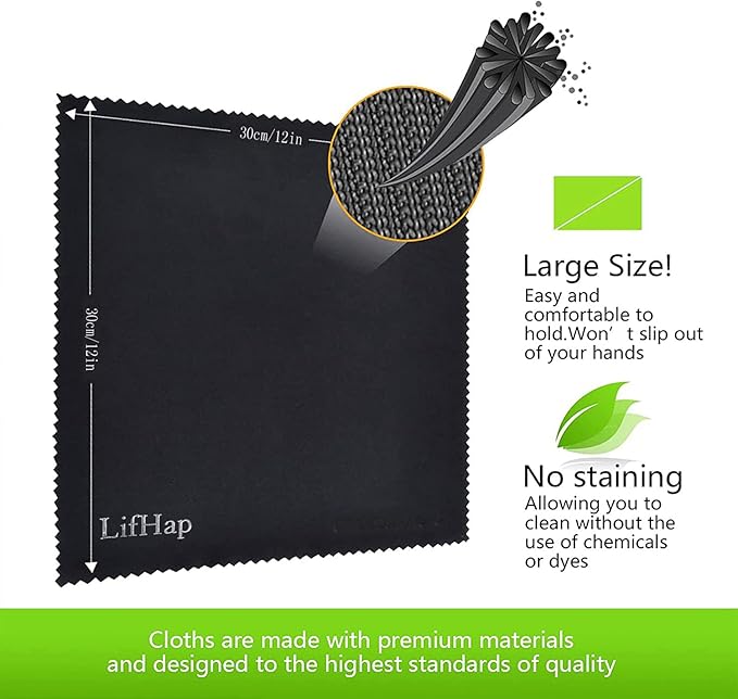Extra Large Glasses Cleaning Cloths(12"x 12") for Eyeglasses,Sensitive Optics, Electronic Screens, Cell Phones,Lens,Glasses, Camera Lenses| Eyeglass Cleaner Cloths Wipes for All Delicate Surface