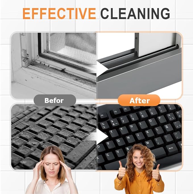 2 in 1 Groove Cleaning Brush, 2025 New Window Track Cleaning Tools, Multifunction Window Track Cleaner with Hard Bristle and Hidden Scraper, Crevice Brush for Sliding Door Track, Window Seal, Sill (2)