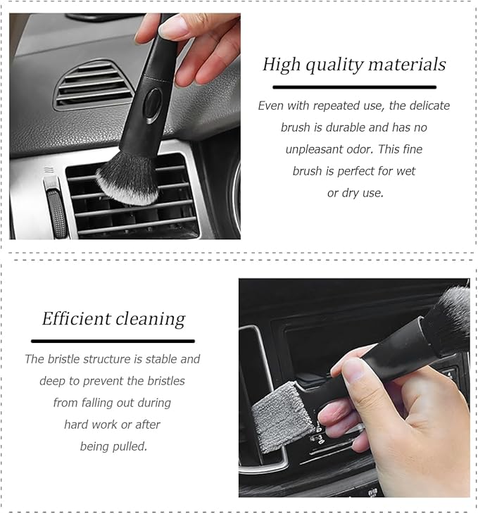 Car Double Head Brush, Multifunctional Soft Vehicle Interior Detailing Tool with Towels, Portable Auto Dashboard Double Ended Dust Sweeping Brushes, Universal for Sedan Truck SUV