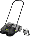 UNICOO® Electric Hand Push Floor Sweeper – Battery Powered Walk-Behind Sweeper with Dual Brush Rollers, 23" Sweeping Width & 6.6 Gallon Waste Bin – Indoor/Outdoor Push Sweeper (Gray)