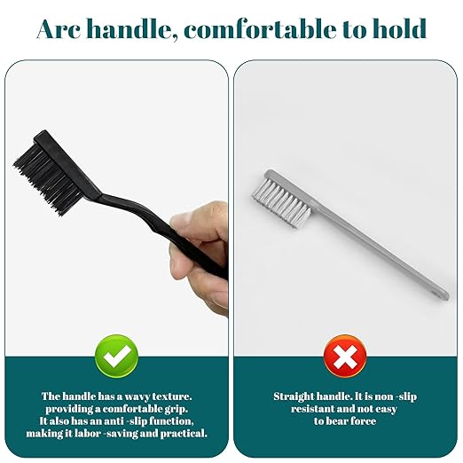 60 PCS Mini Nylon Brush Set，Masonry Brush Wire Bristle for Cleaning Welding Slag and Rust，Curved Handle Brush (Nylon, 60)