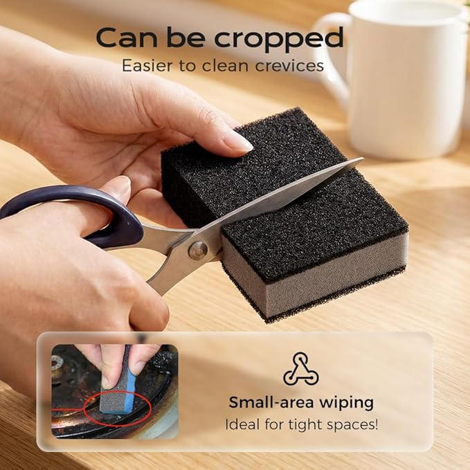 Magic Cleaning Sponges Eraser, Multi-Functional Melamine Sponge Foam Pads, Heavy-Duty Household Cleaner for Kitchen, Bathroom, Dish, Furniture & Walls (4, Black)