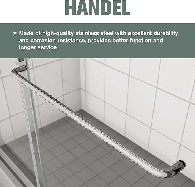 Bypass Glass Shower Door 56-60" W x 70" H with 1/4" Clear SGCC Tempered Glass, Semi-Frameless Double Sliding Shower Door, Easy to Clean, Easy to Install, Chrome