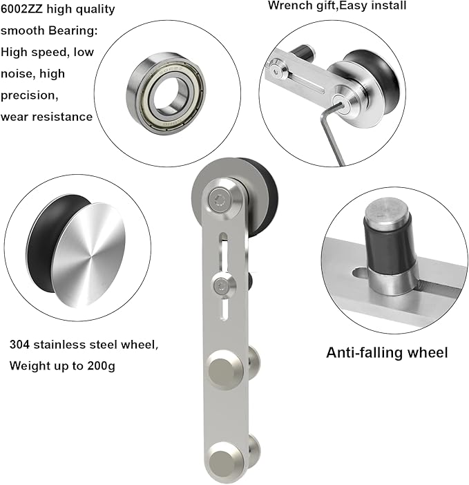 TSMST 5FT Sliding Barn Door Hardware Kit, Stainless Steel Heavy Duty Sturdy Track for Single Wood Door, Slide Smoothly Quietly, Fits 30'' Wide Panel (I Style) I Shape For One Door