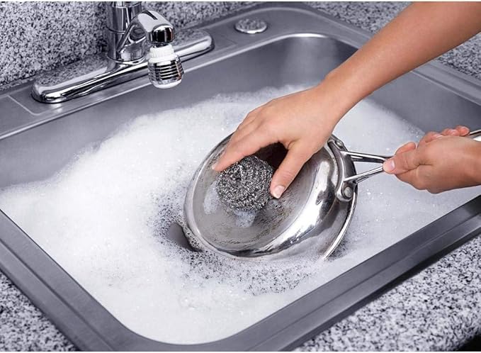Fuller Brush Stainless Steel Scrubbing Sponges – 3-Pack (3 Sets of 3 = 9 Pieces) – Heavy Duty Kitchen Scour Sponges for Dishes, Pots & Pans
