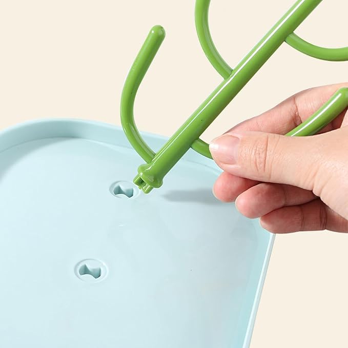 FEOOWV Baby Bottle Drying Rack with Base, Creative Tree Branch Baby Bottle Dryer Holder for Bottles, Teats, Cups, Pump Parts and Accessories (Green)