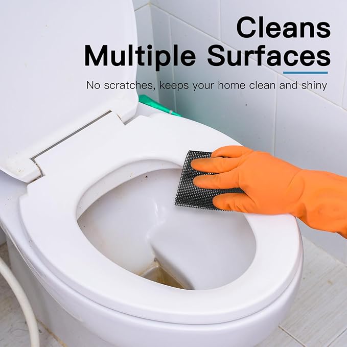 Cleaning Screen, 5.5x4 Inch Upgraded Toilet Cleaner Hard Water 15PCS Toilet Ring Remover Abrasive Grit Mesh Pads for Bowls Griddle Household Stain Calcium Deposits Carbon Rust Scrubber