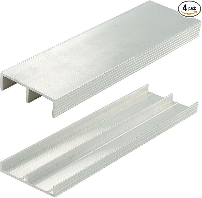 Outwater Industries' Aluminum Sliding Door Track for 3/4'' Glass or Wood Door Panels | 4 Foot Upper and Lower Track Set