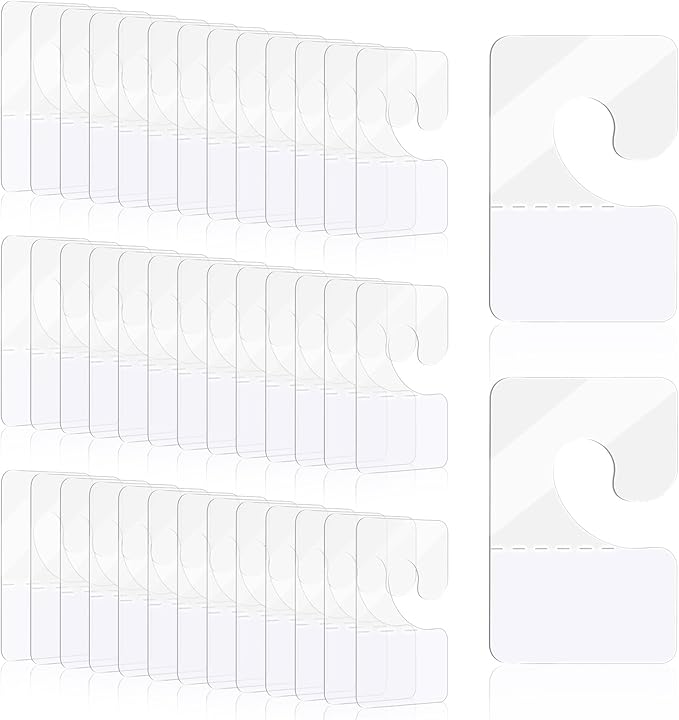 Giantree 200 Pcs Clear Self Adhesive Hang Tabs Hooks, Heavy Duty J-Hook Hanging Tags Clear Plastic Hanger Tags for Retail Display in Business Shop Offices Home