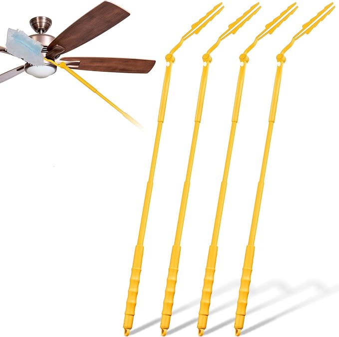 4 Pcs 3 ft Replacement Handles Compatible with Swiffer Duster Refill, Extended Handle, Removal Duty, Adjustable Length for Home Fan Window Cleaning (Yellow)