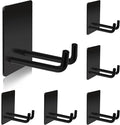 Adhesive Hooks, Stick on Stainless Steel Towel Robe Razor Wall Hooks for Bathroom Kitchen, Sticky Heavy Duty Durable Shower Hangers for Hanging Hat Coat Key 6-Pack (Black)