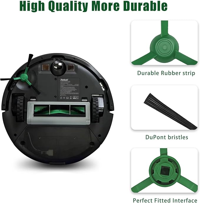 6 Pack Replacement Side Brushes Compatible with Roomba 405/205/105/Combo/Vac Essential Series, Edge-Sweeping Brushes for Q0120 Y0140 Q0520 Q011 Y0110 Robot Vacuum Cleaner