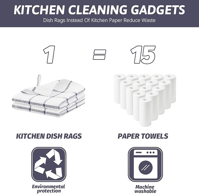 Nialnant 18 Pack Kitchen Towels, 100% Cotton Dish Towels for Kitchen, Absorbent Dish Cloth for Washing Dishes, Quick Drying Dish Rags, Multipurpose Cleaning Rags-12x12 Inches,Purple Plaid