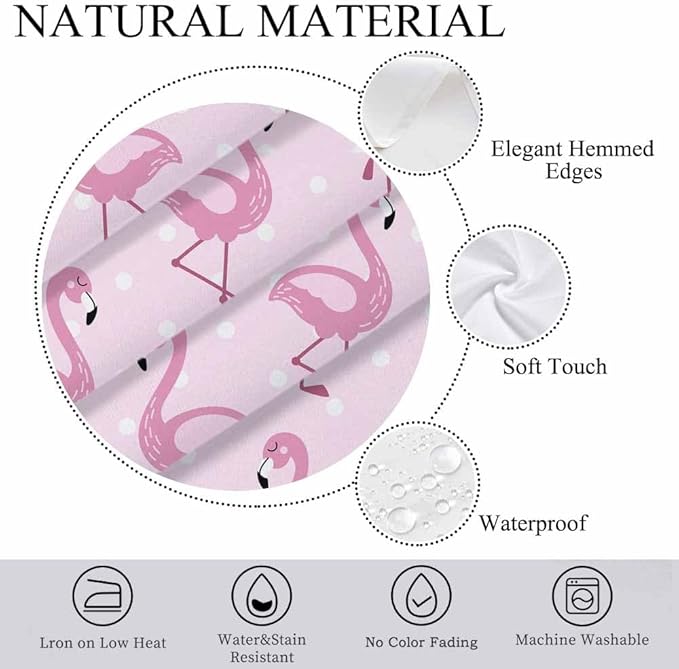 Pink Flamingo Table Cloth Rectangle Table Cute Elegant Flamingo with White Polka Dots 52x70 Tablecloths Decorative for Dining Kitchen Banquet Picnic Party