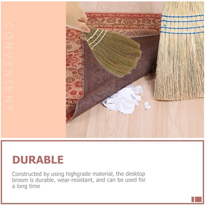 Hemoton Desktop Broom Portable Mini Hand Broom with Ergonomic Handle and Natural Bristles for Tabletop Cleaning Dust Removal in Kitchen and Indoor Use