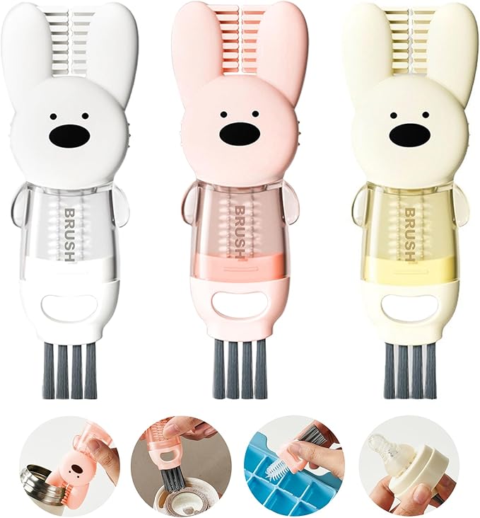 4 in 1 Cup Lid Cleaning Brush, Multifunctional Bottle Cleaning Brush, Cup Crevice Cleaning Tools, Easy to Clean and Storage, Cup Lid Gap Cleaner, Home Kitchen Cleaning Tools - 3Pcs