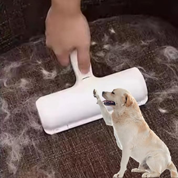 Pet Hair Remover Roller – Reusable Lint Roller for Dog & Cat Fur – Self-Cleaning Animal Hair Removal Tool for Furniture, Couch, Carpet, Bedding, Car & Clothing – No Sticky Tape Needed (Grey)