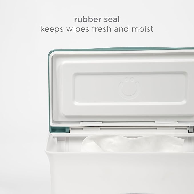 Ubbi Baby Wipes Dispenser with Weighted Plate and Secure Seal, Nursery and Baby Registry Essential to Keep Wipes Fresh, Open Water