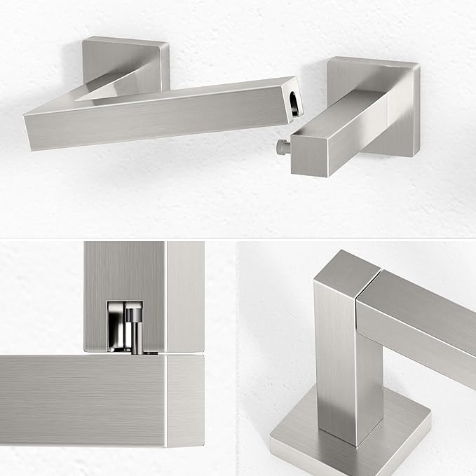 Toilet Paper Holder Wall Mounted Post Pivoting Square Tissue Holders Roll Holder Hangers for Bathroom Commercial Toilet Paper Dispenser, Brushed Nickel