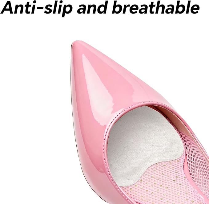 2 Pairs Metatarsal Pads, Breathable Ball of Foot Cushions Microfiber Leather and Sponge Forefoot Support Pads for Women Men Heels All-Day Comfort