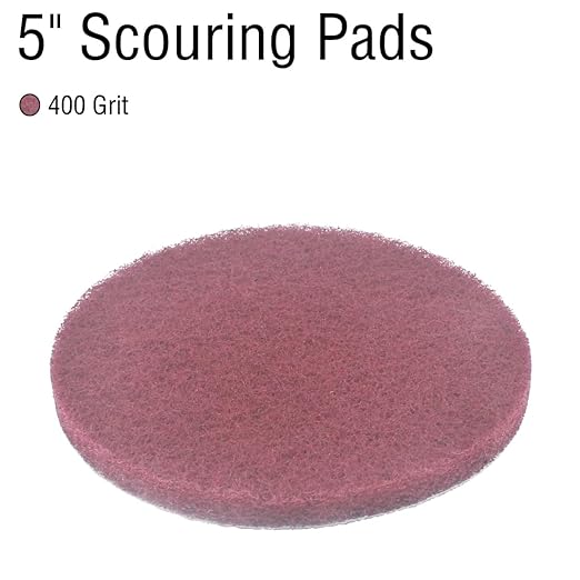 5 Inch 400 Grit Drill Brush Scrubber Scouring Pads, 20 Pcs Hook & Loop Power Scrubber Scouring Pads for Rotary Tools, Random Orbital Sander (Red)