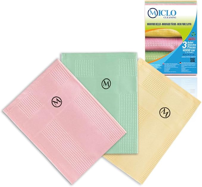 Microfibre Premium Cleaning Cloth Set of 3 - Magic Cloth | All Purpose, Absorbent Washcloth | Microfiber for Window, Kitchen, Bathroom | Lint-Free, Scratch-Free Glass CLoth | 16'' x 24'' | Soft Series