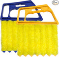 2 PCS Blind Cleaner Duster Tool, Window Venetian Hand-held 7 Finger Dusting Cleaner Brush, Blinds Cleaning Brush Tool for Window Shutters Air Conditioner, Car Accessories (Blue+Yellow)