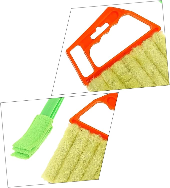 VALICLUD Window Shutter Brush Set 2pcs Handheld 7-Finger and 3-Finger Blinds Cleaning Brushes for Air Conditioner Vents and Window Blinds Dust Removal in Orange and Green