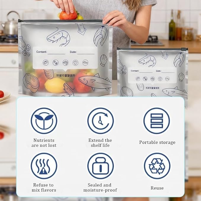 Resealable Aluminum Foil Storage Bags 30PCS, 3 Sizes Thick Stand-Up Pouches, Lightproof Moisture-Proof Food Saver Bags for Snacks Spices Meat Vegetables Dried Foods