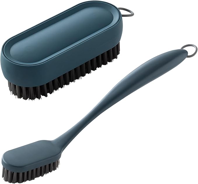 Laundry Scrub Brush Cleaning Brush 2 Pack Soft Bristle Brush Clothes Underwear Scrubbing Brush Long Handle Household Cleaning Brushes for Bathtubs Countertops (Blue)