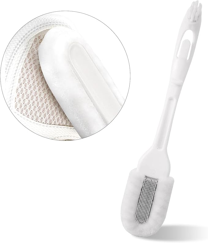 Professional Cleaning Shoe Brush, Multifunctional Ergonomics Handle Shoe Brush Cleaner, Soft Bristle Shoes Cleaning Scrubber (Both-end Brush)