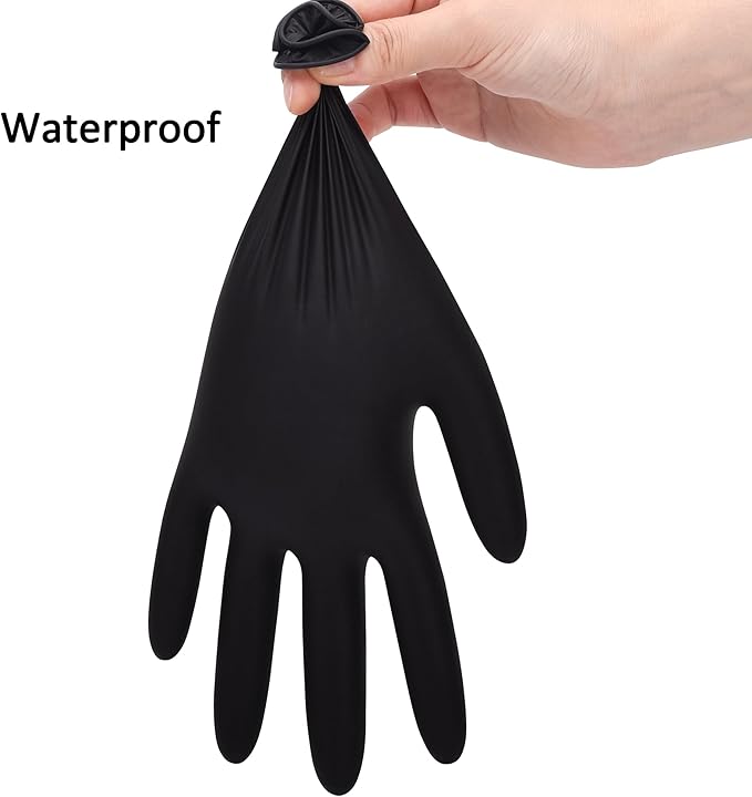 Schneider Black Nitrile Exam Gloves, 5 Mil Disposable Gloves, Latex Free & Powder Free, for Medical, Cleaning, Food Prep