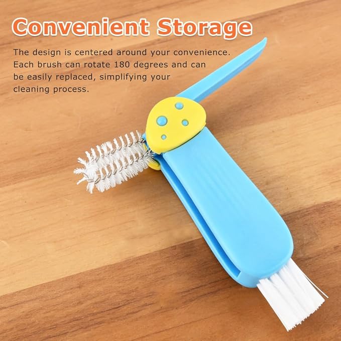 3 in 1 Cup Lid Cleaning Brush Multifunctional Cup Lid Ga-p Cleaner,Portable Silicone Cups Lids Ga-p Cleaner,with 3 Straw Cleaner Brush, for Bottle Tight Spaces Cups