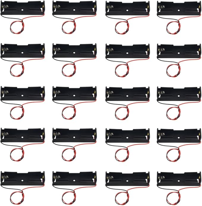 WMYCONGCONG 20 PCS 18650 Battery Holder Single 1x 3.7V 18650 Battery Holder with Wire Plastic 1 Slot Batteries Storage Box