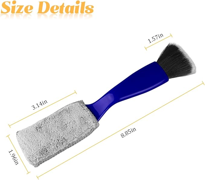 Double Head Brush for Car Clean, 2 in 1 Soft Auto Duster Detailing Cleaning Brushes, Multi-Functional Vehicle Air Conditioning Vent Cleaner Tools, Universal for SUV RV Truck (Blue)