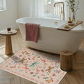 2x3 Washable Rug,Small Door Mat Floral Entryway Rug, Boho Front Door Mat, Non Slip Area Rugs, Low Pile Throw Accent Carpet for Indoor Entrance, Bathroom and Kitchen(Pink 2x3ft)