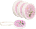 uxcell 6Pcs Cellulose Sponges, Round Kitchen Clean Sponges Non-Scratch Compressed Dish Scrubber with Floral Pattern for Kitchen Household Cookware Bathroom Cleaning & DIY, Pink