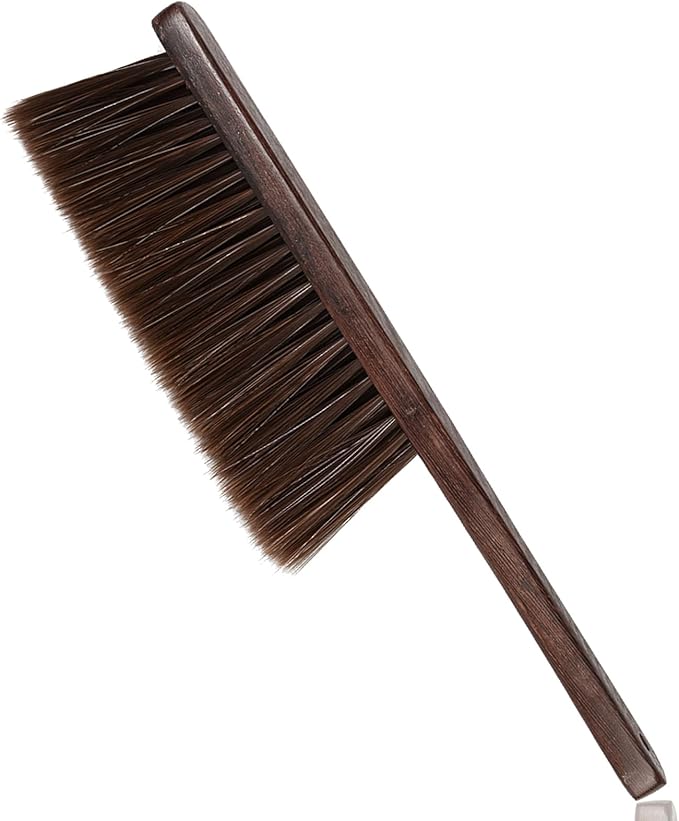 Woooden Hand Broom Dust Brush Bench Brush with Wood Handle Whisk Broom Soft Bristle Brush for Clothes Bed Fireplace Sofa Counter Car Household Cleaning