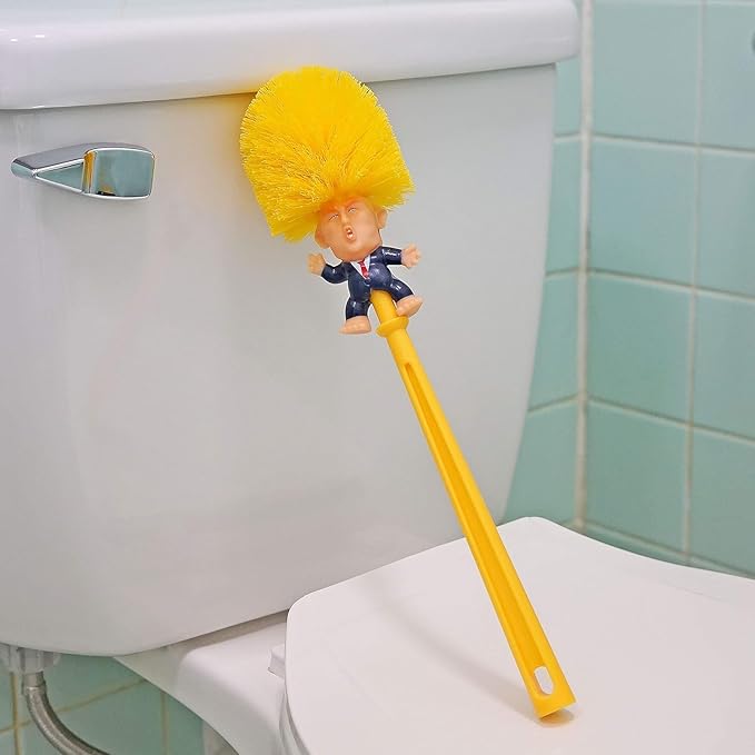Toilet Brush ＆ Toilet Paper Roll Set, Funny Gag Gift Toilet Bowl Brush for Bathroom Cleaning, Political Satire Products