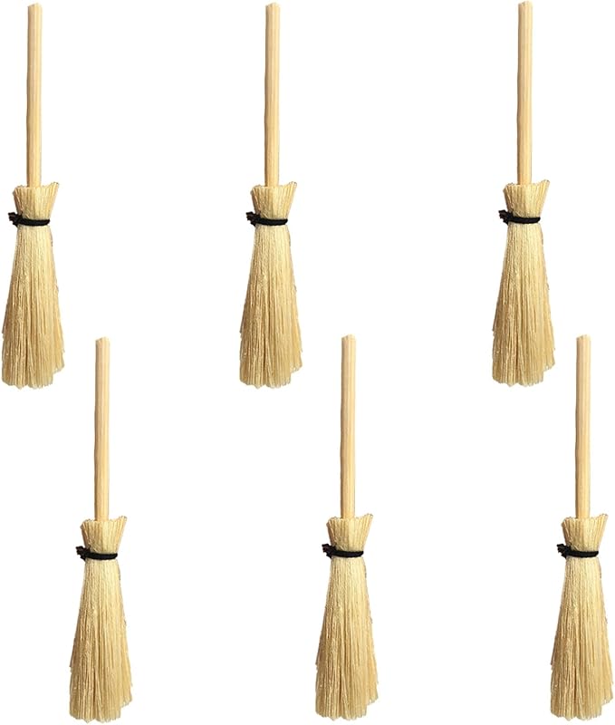 Mini Plastic Cauldron and Mini Broom Halloween Decorations Witch Pot Black Buckets for Halloween Party Birthday St.Patrick's Day, DIY Crafts Accessories (6Pcs Black Buckets+6Pcs Broom Sticks）