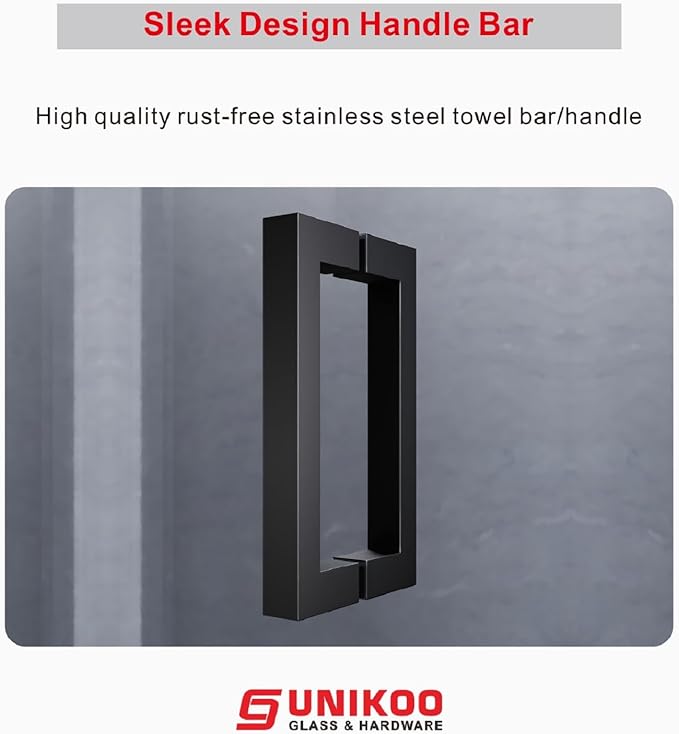 3/8" (10mm) Sliding Glass Shower Door, 66-72" W x 76" H Frameless Bathroom Door with Easy-Cleaning Coating,Matte Black