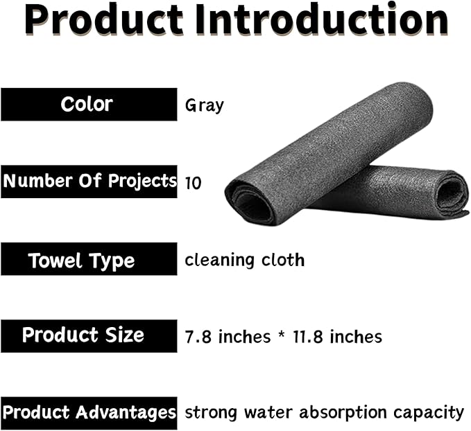 10PCS Thickened Magic Cleaning Cloth, Absorbent Magic Cleaning Glass Cloth, Reusable Lint Free Cloth, Suitable for Multi-Purpose Use Such As Windows, Mirrors, Glass, Cars, Kitchens, Etc.