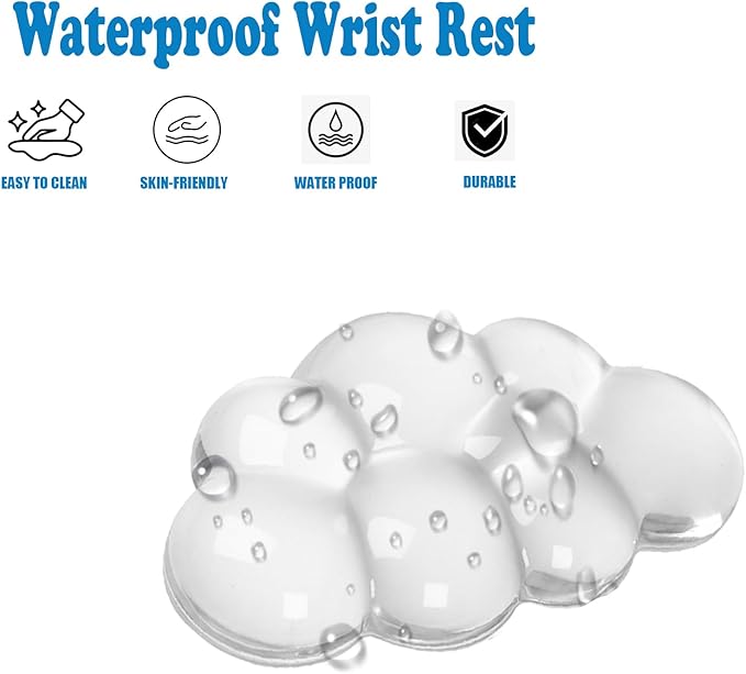 Gel Cloud Mouse Wrist Rest, Ergonomic Wrist Support and Arm Support Keyboard Rest for Typing Pain Relief，Suitable for Office/Computer/Laptop/Gaming (Transparent Mouse White)