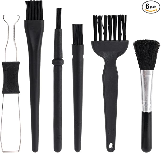 6pcs Keyboard Cleaning Kit, Stainless Steel Keycap Puller & Anti Static Dust Brush Portable Keyboard Cleaning Brushes for Computer Keyboards Camera Motherboard Desk Office Equipment