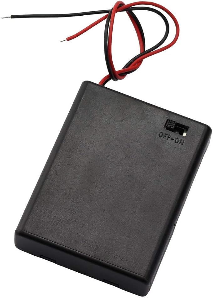 6 Pieces 4 Slots x 1.5V AAA Battery Case Holder Battery Spring Clip Storage Box Wire Leads with On/Off Switch