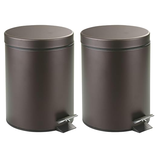 iDesign Round 1.3 Gallon Bathroom Step Trash Can - Set of 2 - Bronze