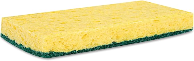 Boardwalk Scrubbing Sponge, Medium Duty, 3.6 x 6.1, 0.75" Thick, Yellow/Green, Individually Wrapped, 20/Carton