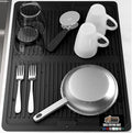 GORILLA GRIP 100% BPA-Free Patented Silicone Dish Drying Mat for Kitchen Counter, 18x24 Inch, Water Catching Ribbed Design, Easy Clean Waterproof Sink Liner, Heat Resistant, Fits Under Rack, Black