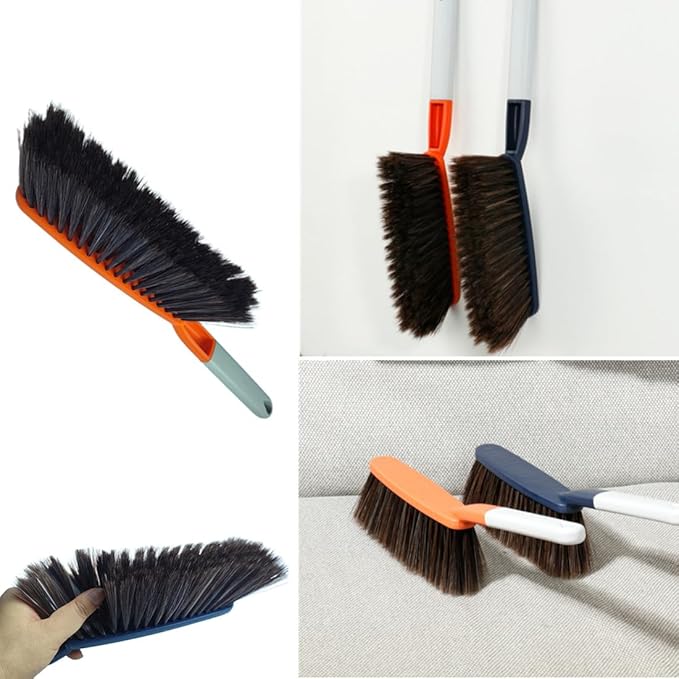 Soft Bristle Bed Sheets Sweeping Cleaning Brush with Long Hand, 15" Plastic Hand Broom Counter Duster for Crumb Debris Desk Quilt Sofa Furniture Car Clothes Hair Remover (3 Pack)